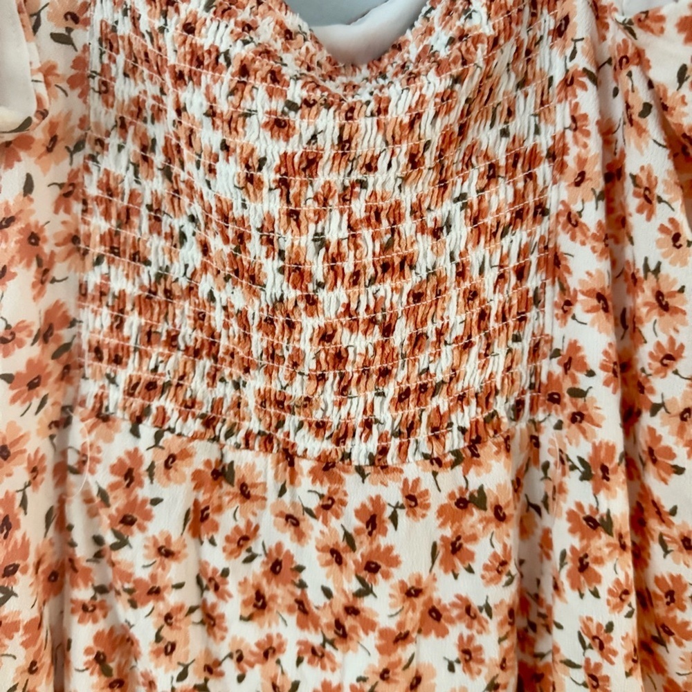 🌻Garage Ditzy Floral Mini Sun Dress - Orange and White - Picture 6 of 8